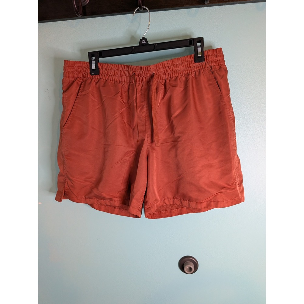 Tek Gear Mens Athletic Swim Shorts Burnt Orange Rust Mesh Lining Size Large